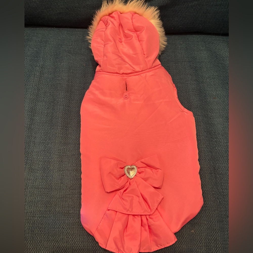 Smoochie Pooch pink hooded jacket with rhinestone detail